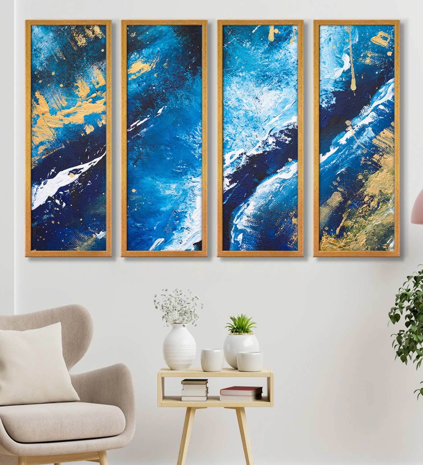 Buy Atlas Multicolour Canvas Framed Abstract Art Panel Set Of At