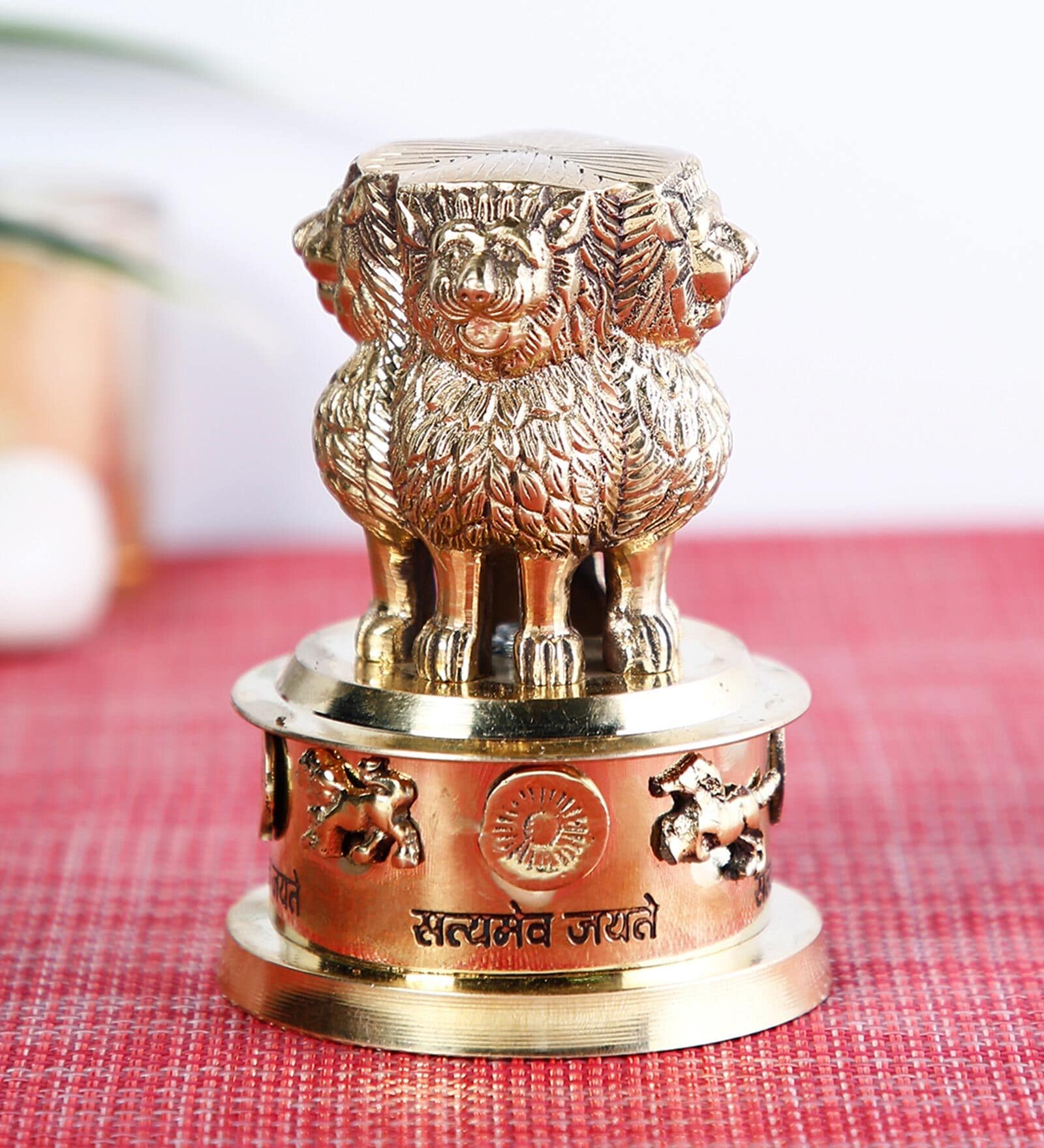 Buy Brass Ashoka Pillar Indian Flag Emblem Ashok Chakra Stambh