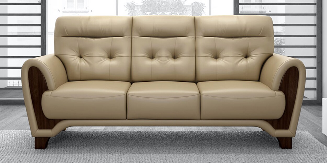 Buy Radiance Leather 3 Seater Sofa In Brown Colour At 45 OFF By Durian