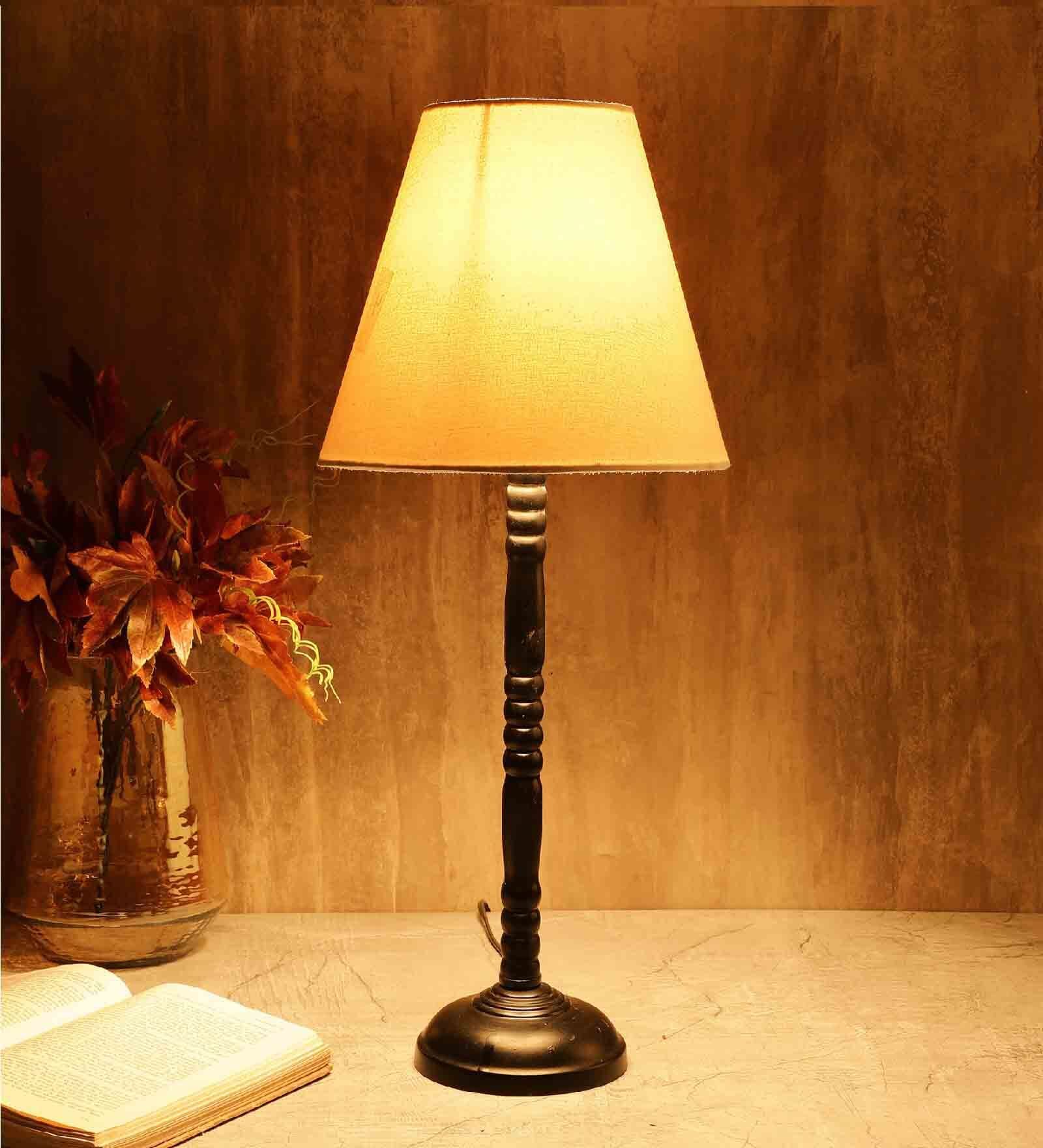 Buy Concave White Fabric Shade Night Lamp With Metal Base By Btr Crafts