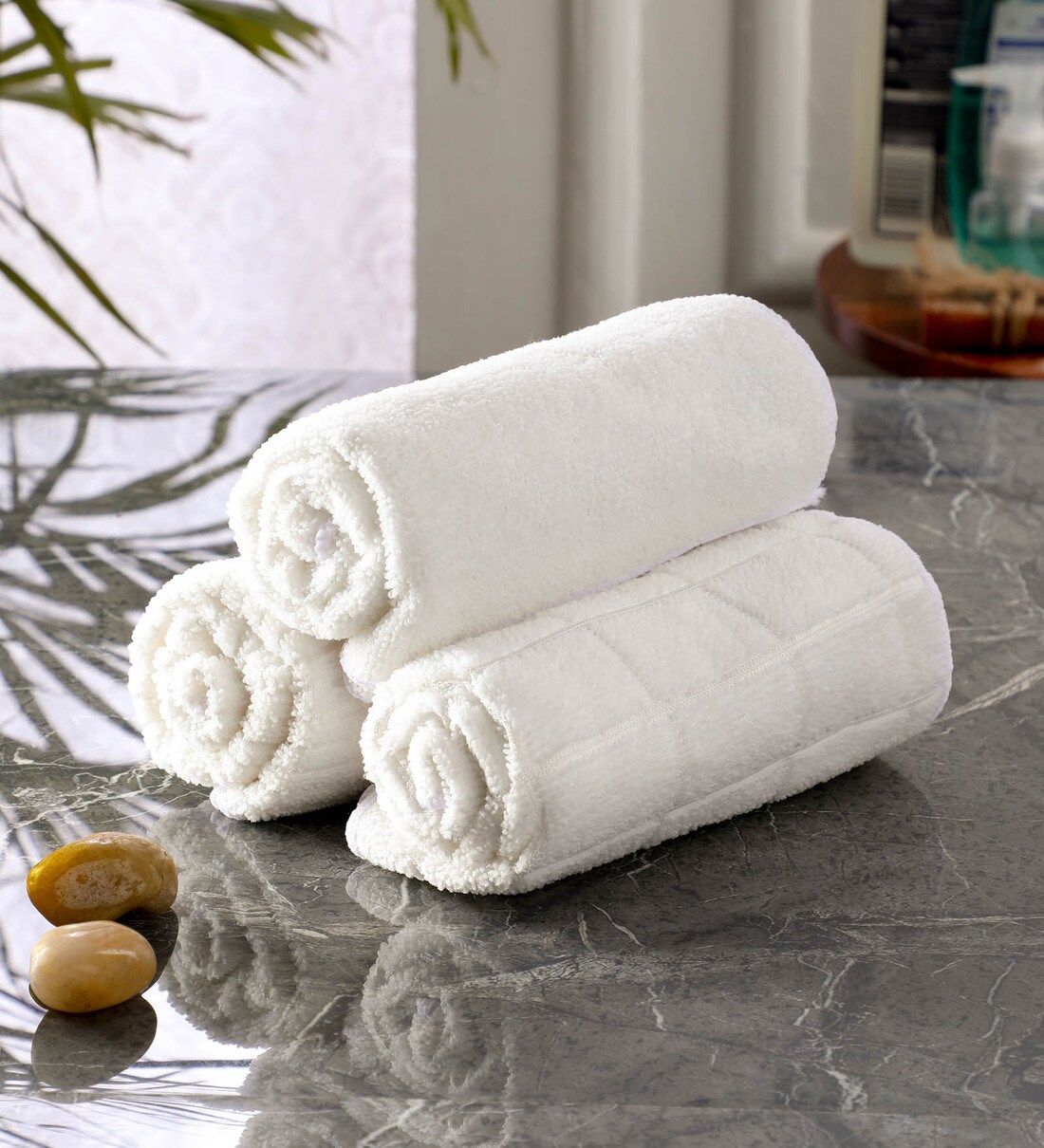 Buy White Microfiber 250 GSM Hand Towel Set Of 3 By Bathe Soak At 58