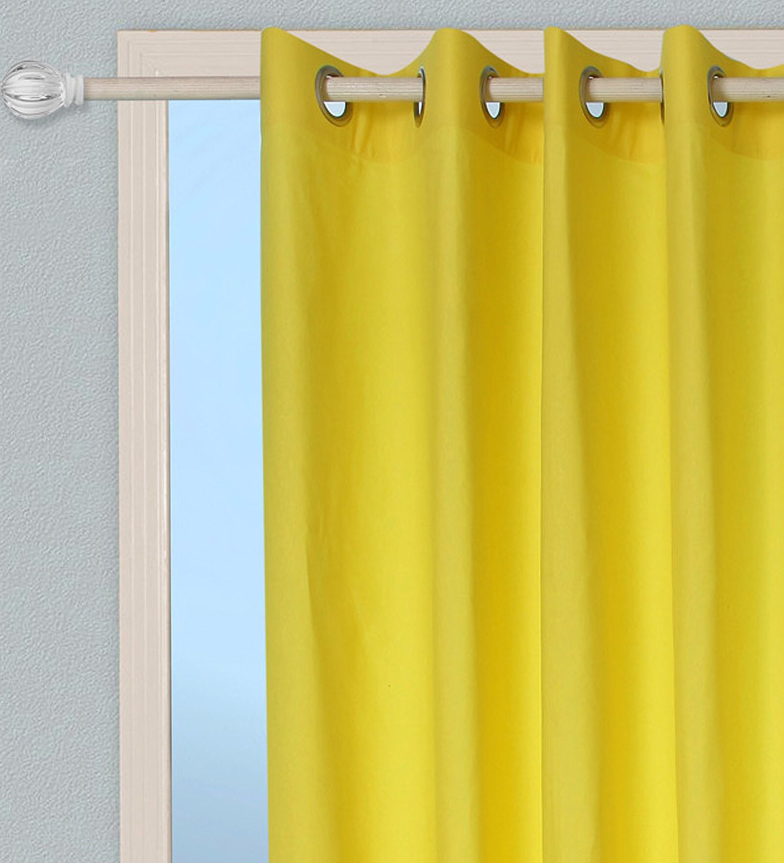 Buy Cotton Semisheer 7 Feet Eyelet Curtain By Marigold Online Solid