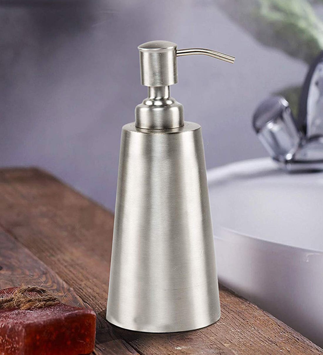 Buy 200 Ml Stainless Steel Counter Top Liquid Soap Dispenser in Matte Finish by Chic Home at 69