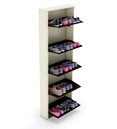 Buy Wall Mounted 5 Door Shoe Rack In Ivory Coffee Colour By Delite Kom Online Tilt Out Shoe Racks Shoe Racks Furniture Pepperfry Product