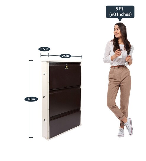 Buy 3 Door Metal Shoe Rack In Brown Colour By Crust Online Tilt Out Shoe Racks Shoe Racks Furniture Pepperfry Product