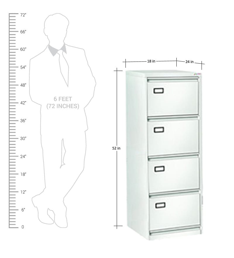 Four Drawer Vertical Filing in White Finish by Godrej Interio