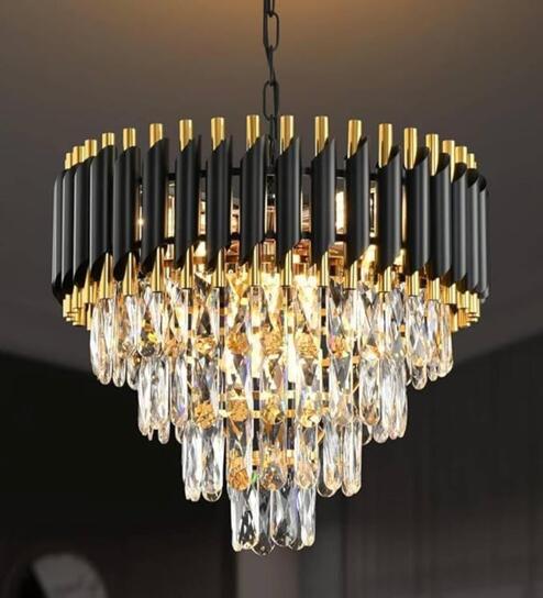 400MM LED Black Finish Crystal Round LED Chandelier Modern Ceiling Light Fixture Offers & Cashback