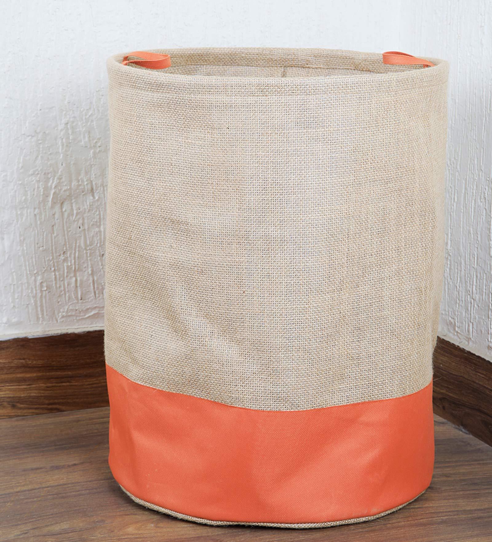 Buy Orange Jute Foldable 45 Liter Laundry Basket Online Laundry