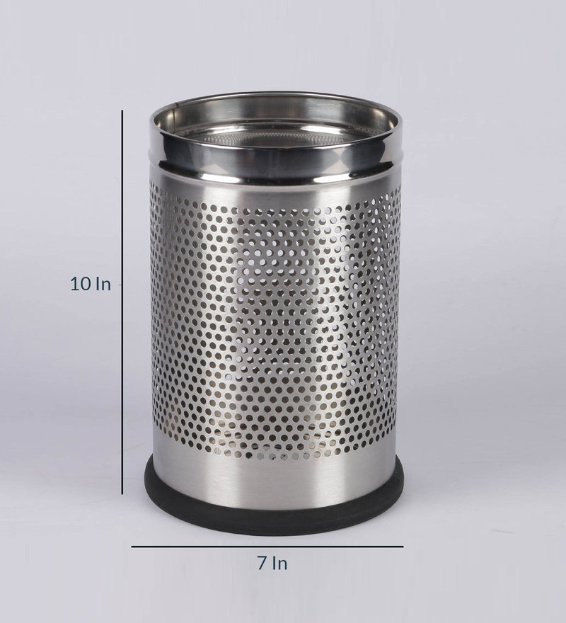 Buy 5 Litres Stainless Steel Open Perforated Dustbin by Meded Online ...