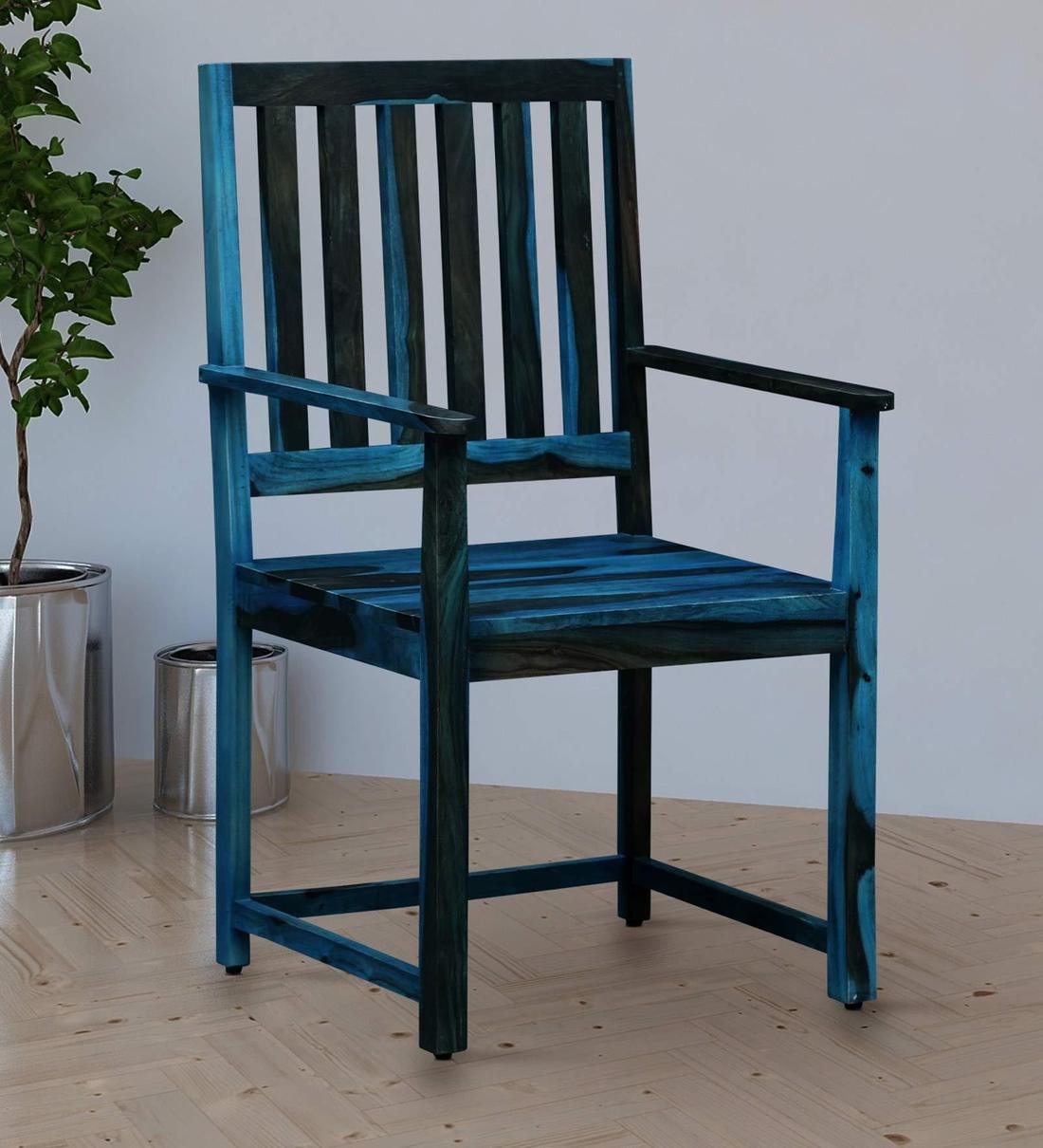 Buy Abbey Solid Wood Armchair in Ocean Blue Finish at 2% OFF by ...