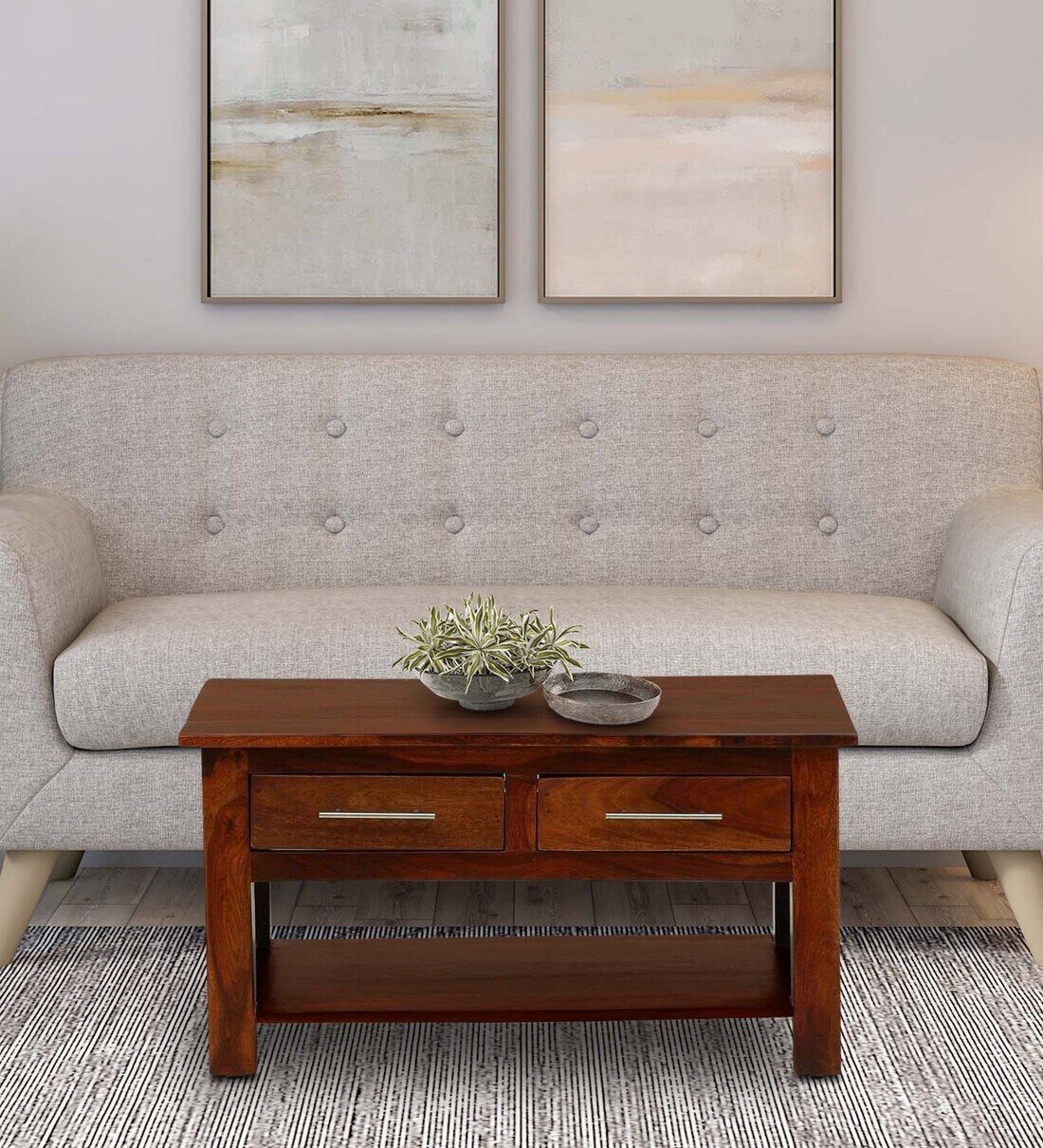 Buy Abbey Sheesham Wood Coffee Table In Honey Oak Finish Online