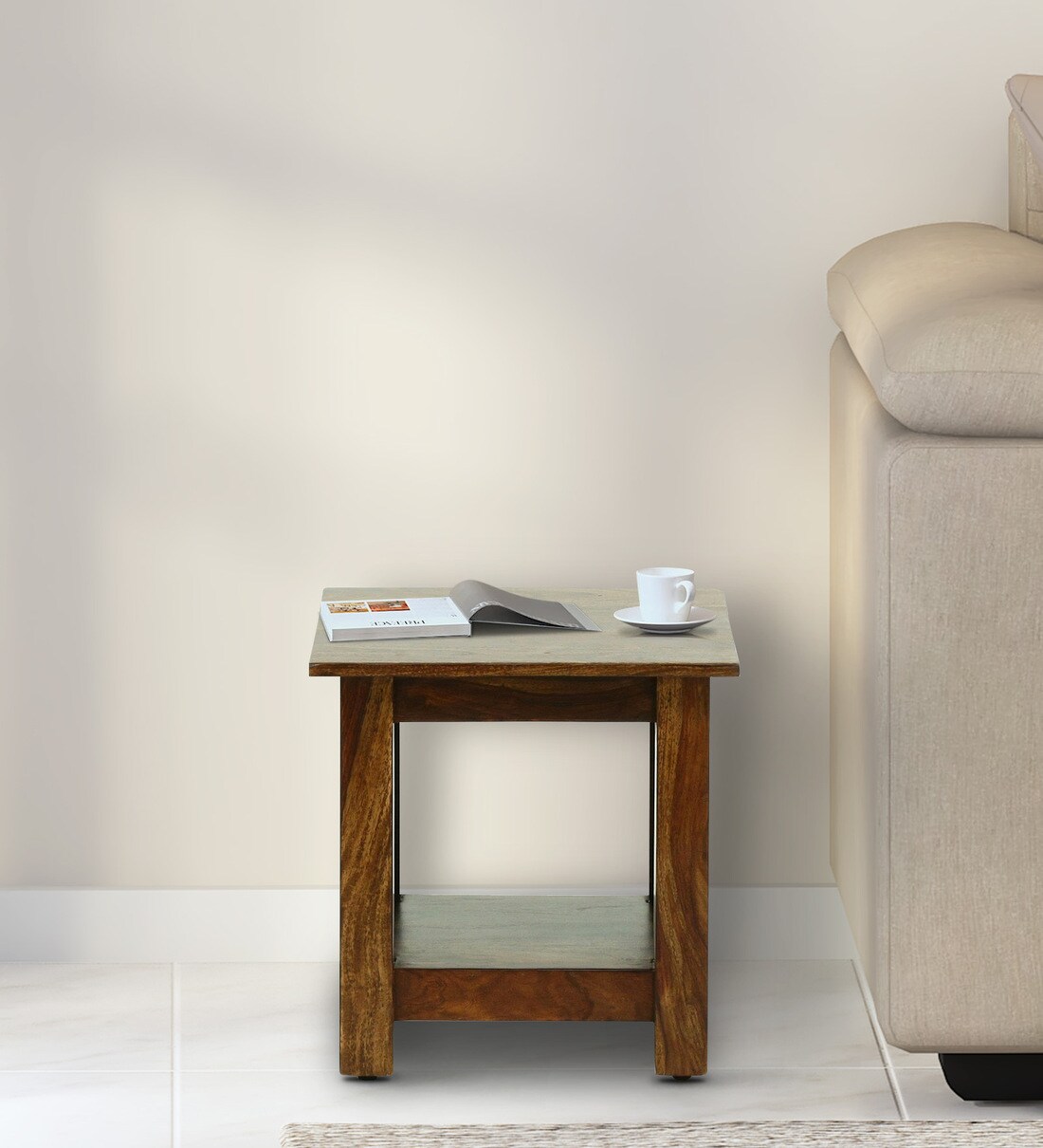Buy Abbey Sheesham Wood End Table In Provincial Teak Finish Online