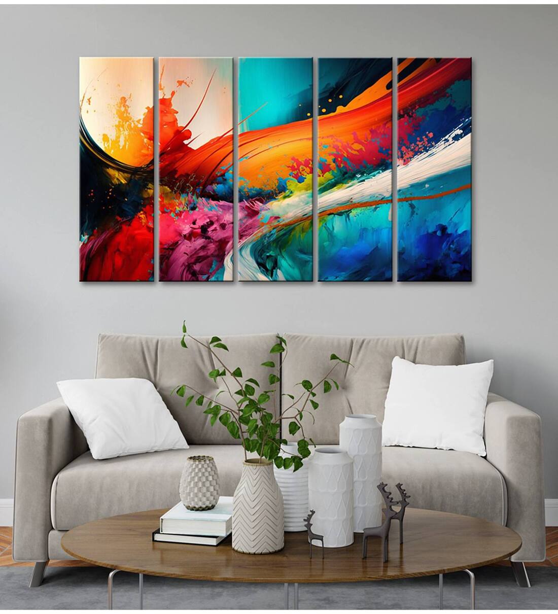 Buy Abstract Colorful Modern Art Multi Frame Wall Painting at 100 OFF by 999Store Pepperfry