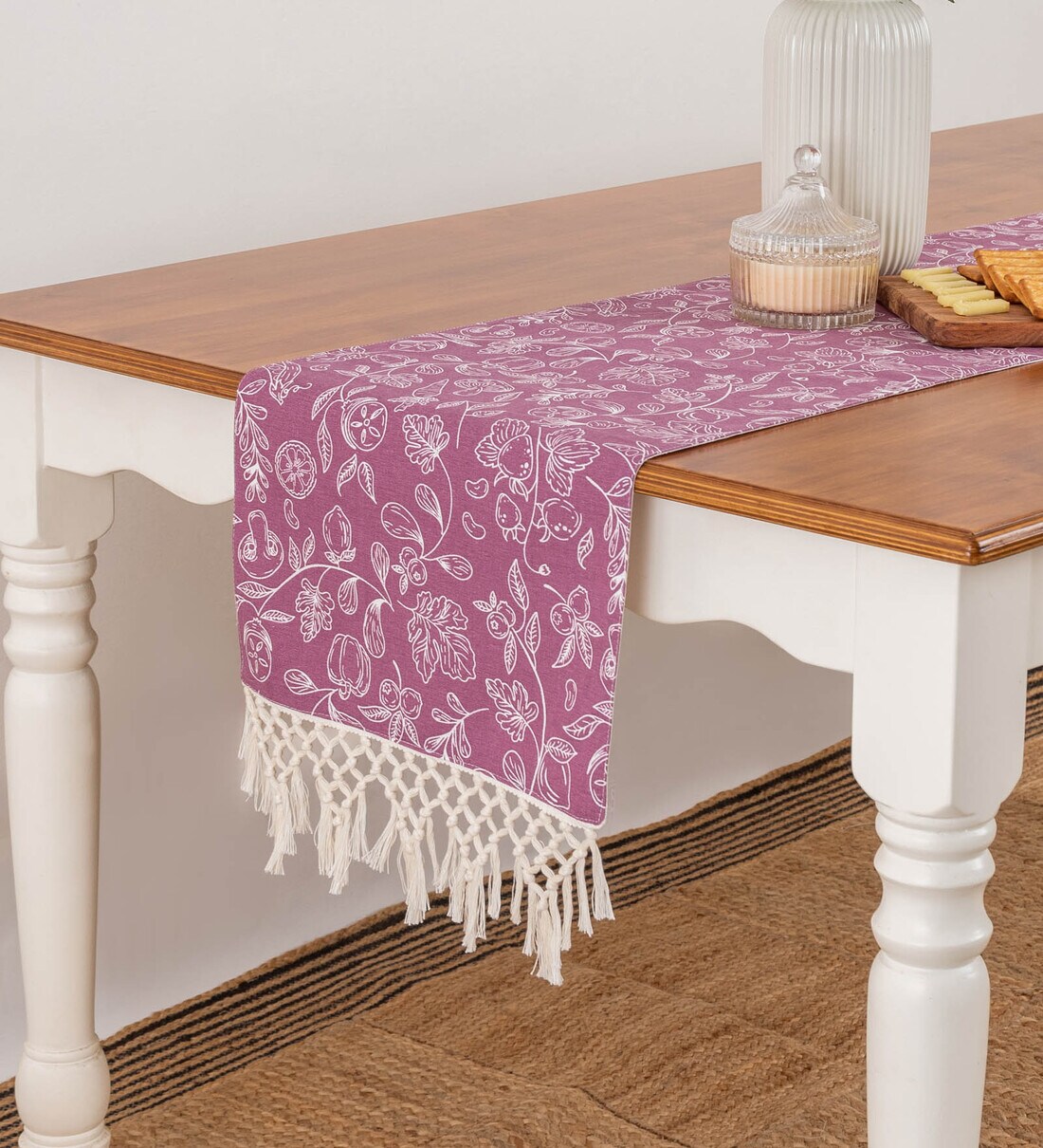 Buy Floral Lavender (60x13) Cotton Table Runner at 100 OFF by The Yellow Dwelling Pepperfry