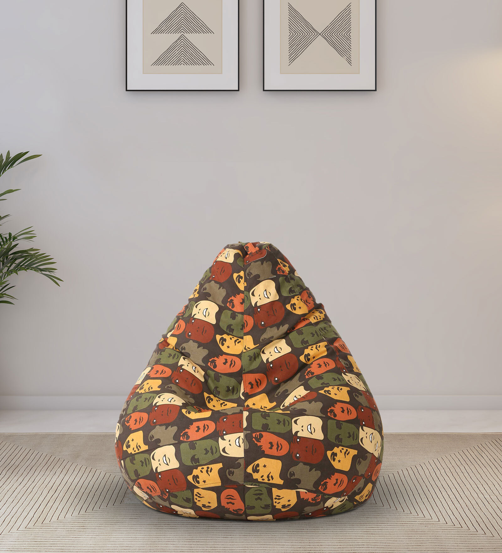 Buy Abstract XXXL Fabric Bean Bag with Beans in Multi Colour at 20 OFF