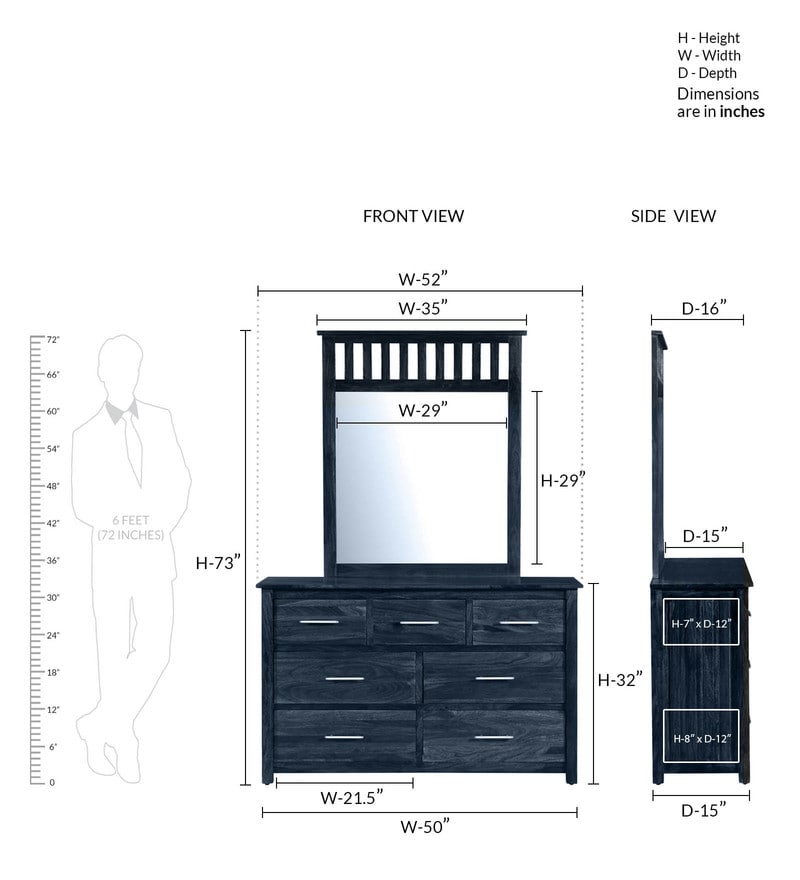 Dressing Table Size In Inches