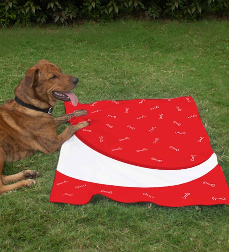Buy Abstract Pattern Medium Dog Blanket in Red Colour by Right Online