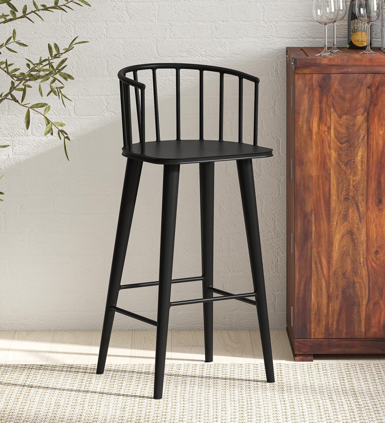 Buy Adler Metal Bar Stool In Black Colour Online - Contemporary Bar Stools  - Bar Furniture - Furniture - Pepperfry Product