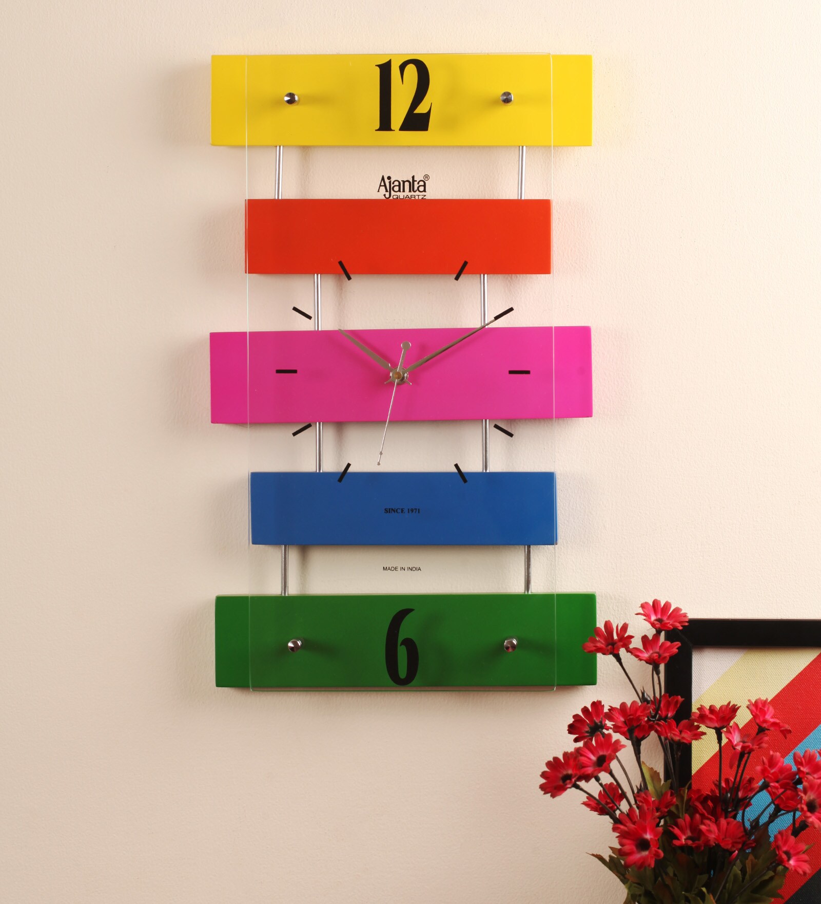 Buy Ajanta Contemporary Multicolor Glass and Wood 9.8 x 2 x 16.3 Inch