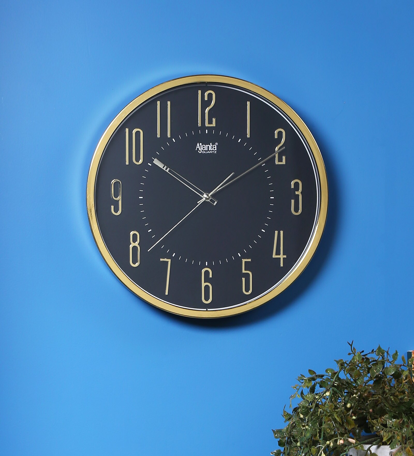 Buy Black Plastic Contemporary Wall Clock By Ajanta Online Modern