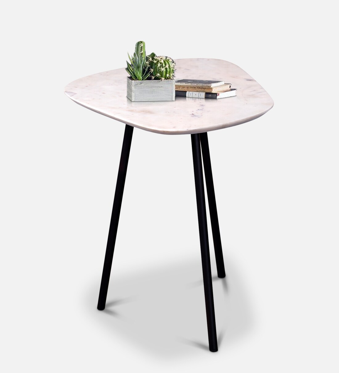 Buy Alabaster High End Table With Marble Top In White & Black Finish at