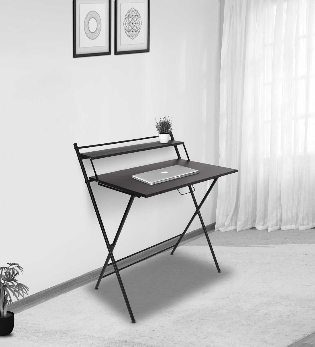 Buy Alpha Foldable Study Table in Dark Wenge Finish at 58 OFF by