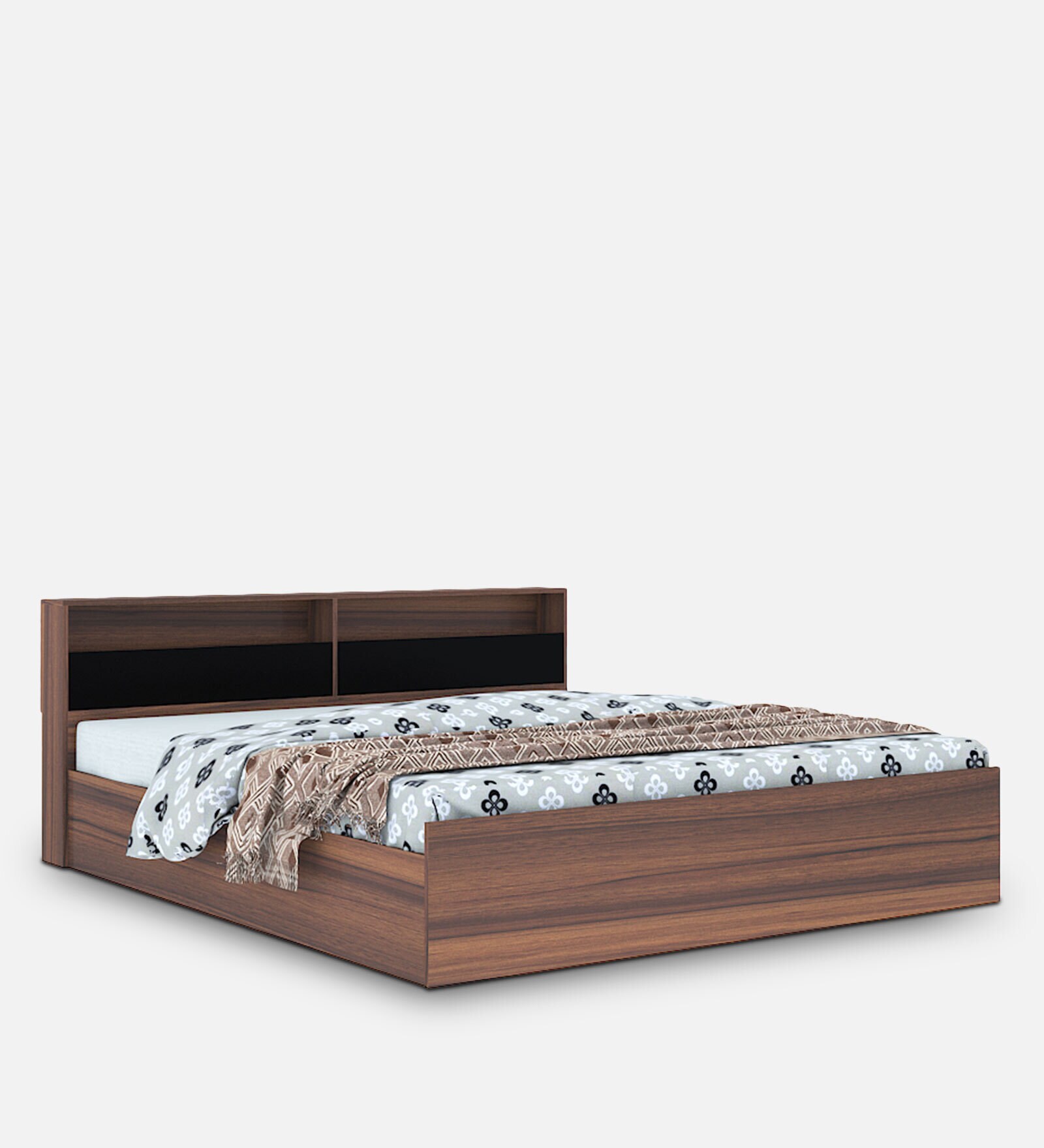 Buy Alex Plus King Size Bed with Box Storage in Walnut Colour at 75 OFF by HomeTown Pepperfry