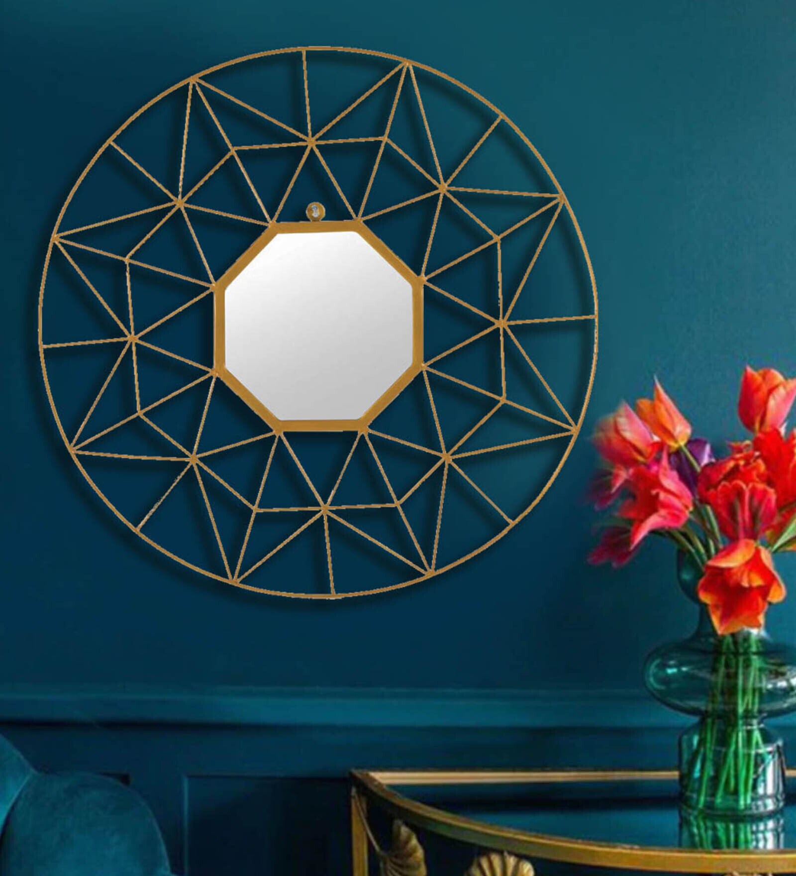 Buy Gold Mild Steel Brilliant Decorative Mirror Online Decorative