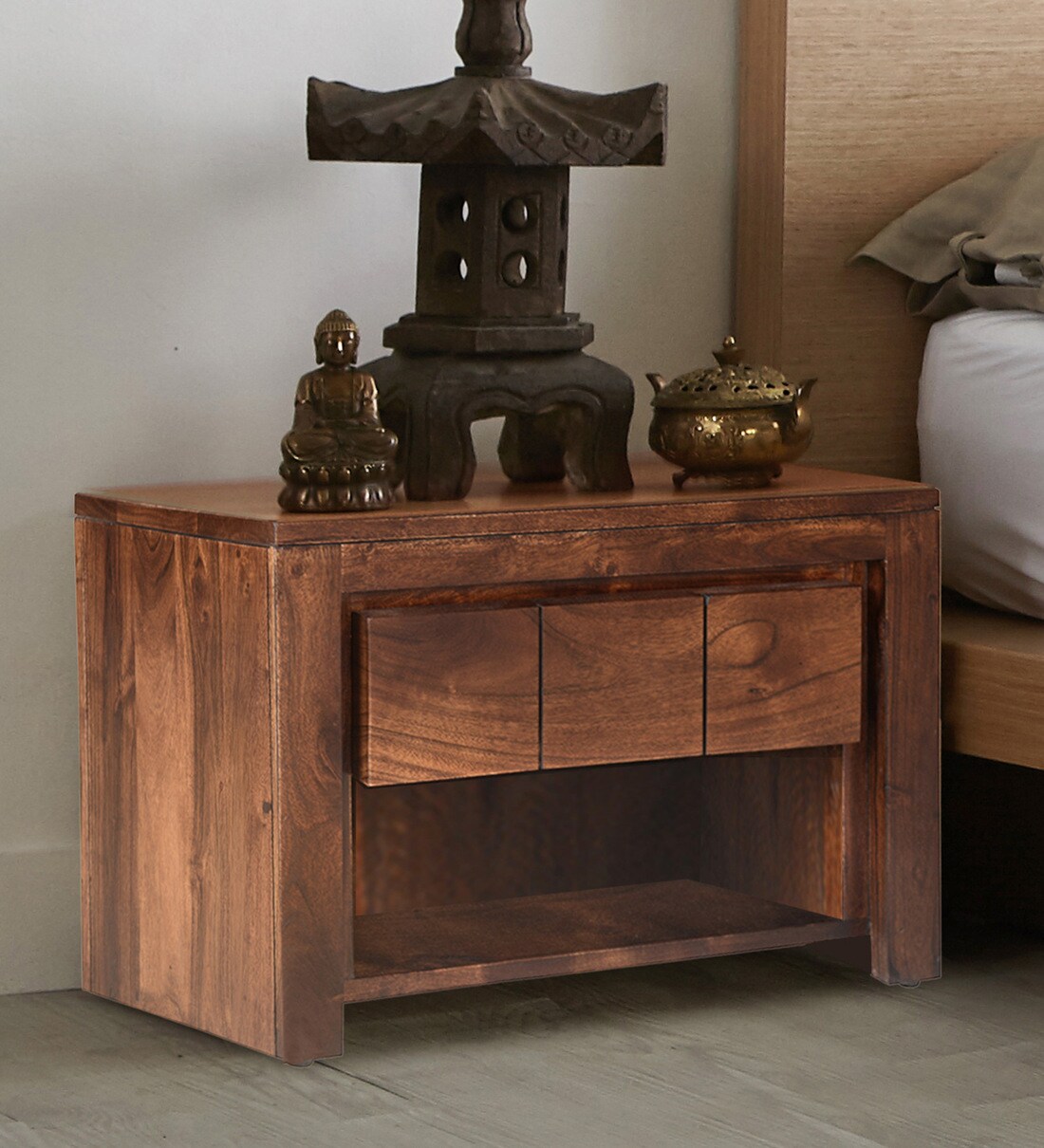 Buy Amelia Solid Wood Bedside Table in Espresso Colour at 58 OFF by