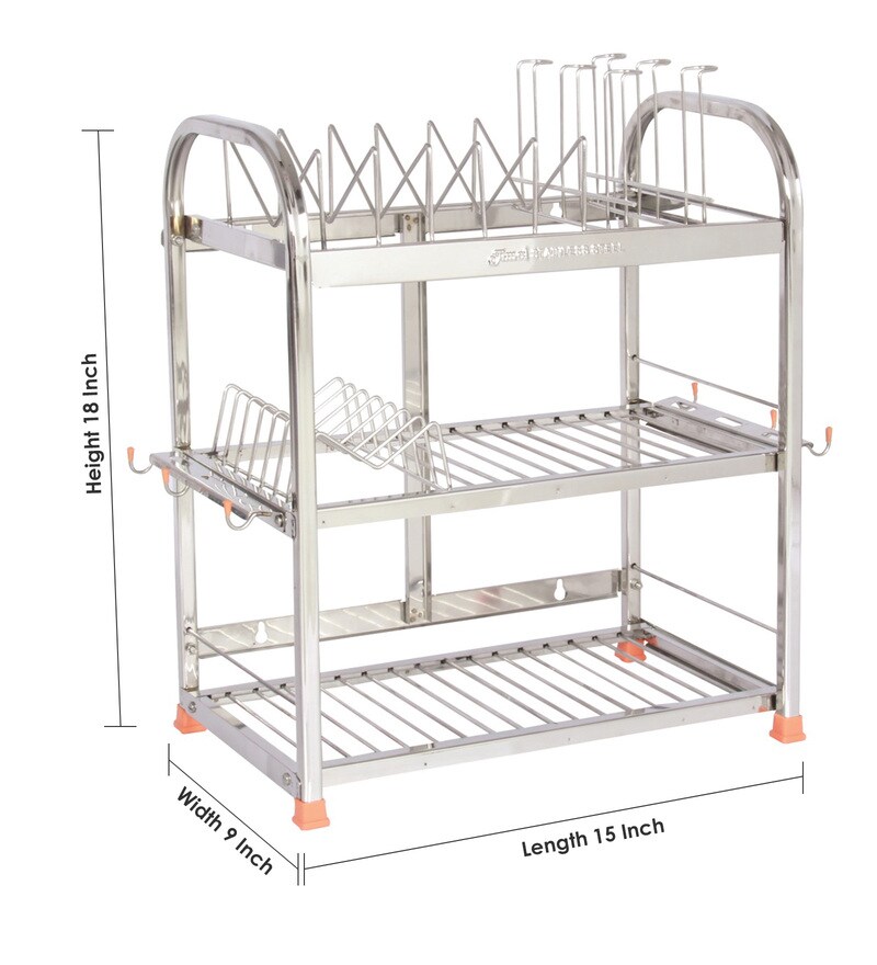 Buy Stainless Steel Kitchen Rack 15 X 9 inches By Amol Online