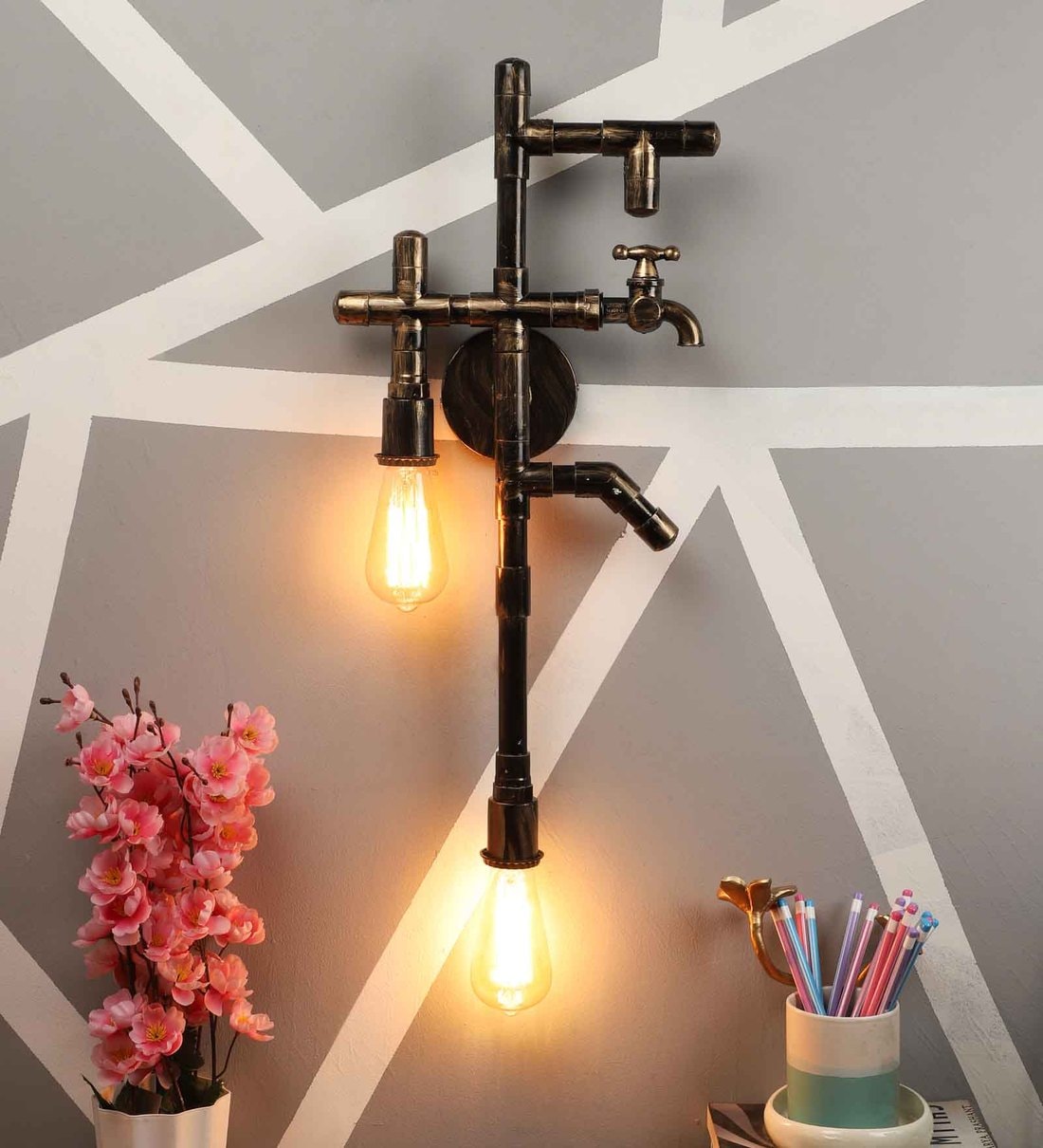 Buy Antique Brass Metal Wall Light By Foziq Online Novelty Wall