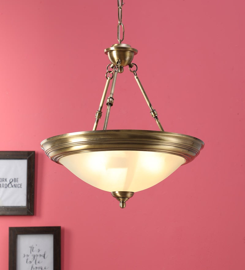 Buy Gold Brass Pendant Lamp By Ujjala Online Colonial Hanging