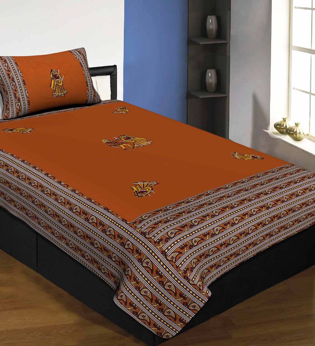 Buy Yellow Traditional 240 TC Cotton Blend Single Bed Sized Bed Sheets