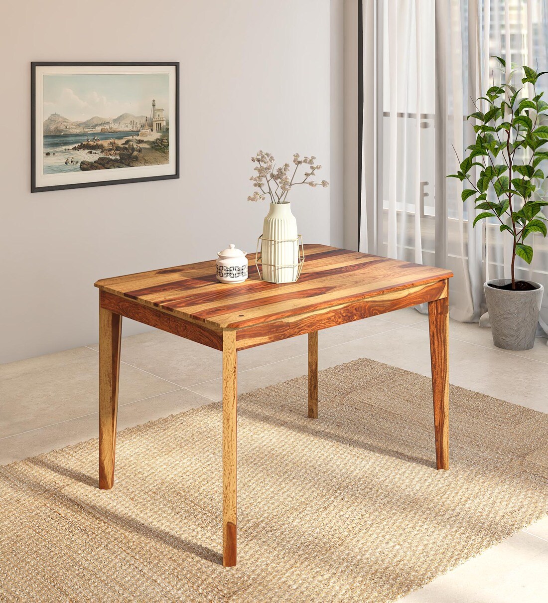 Buy Arabel Sheesham Wood Seater Dining Table In Rustic Teak Online Modern Seater Dining