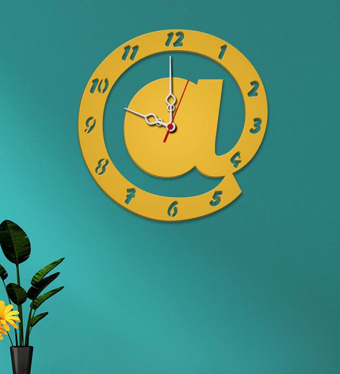 Buy Yellow MDF Arroba Modern Wall Clock Online Modern Wall Clocks