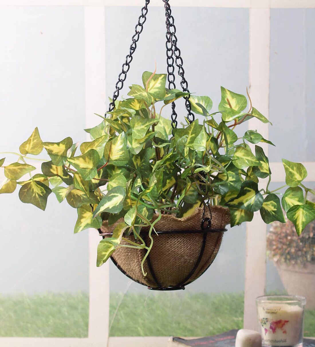 Buy Polyester Artificial Hanging Green Ivy Creeper With Pot Artificial Plants at 49 OFF by