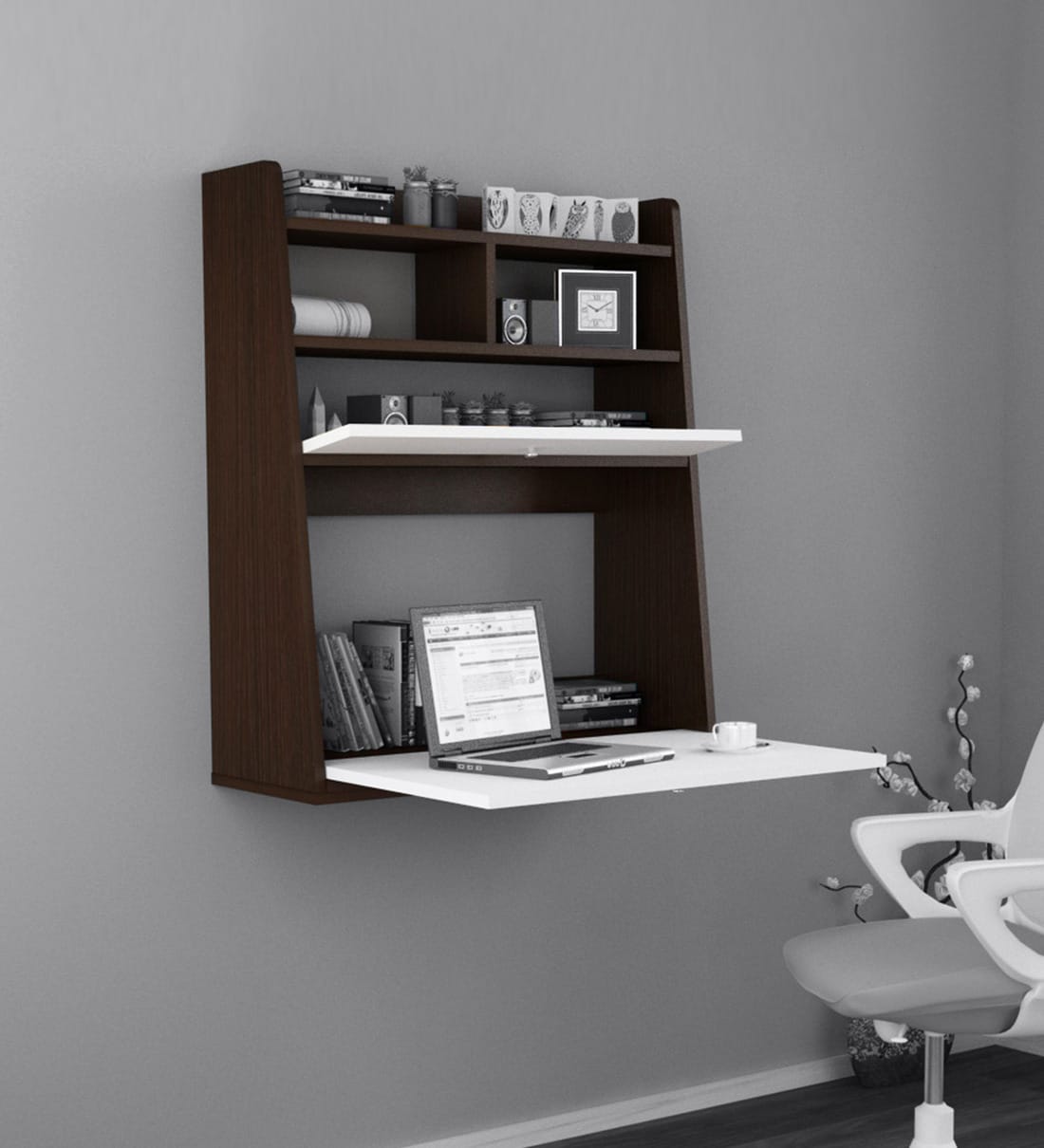 Buy Artist Sheesham Wood Wall Mounted Table in African Oak Finish