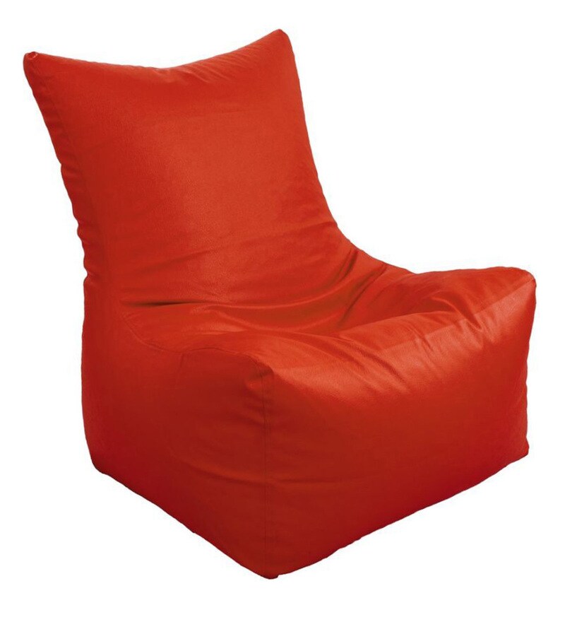 Buy Artificial Leather Xxl Red Bean Bag Chair Cover By Madaar