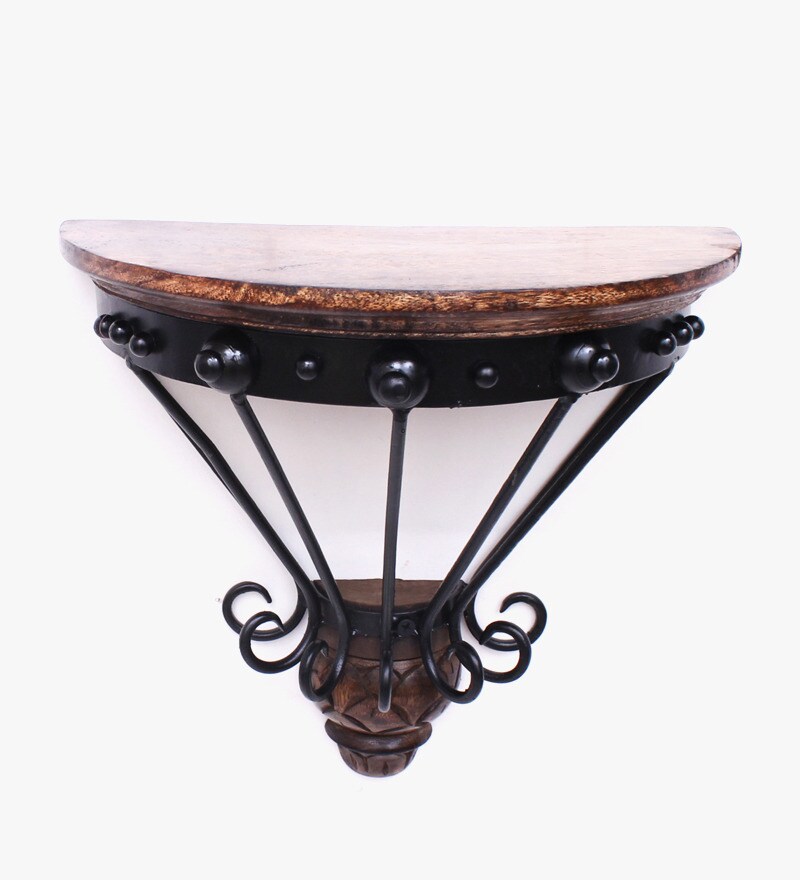 Buy Brown Mango Wood Hanging Wall Bracket by Home Sparkle Online