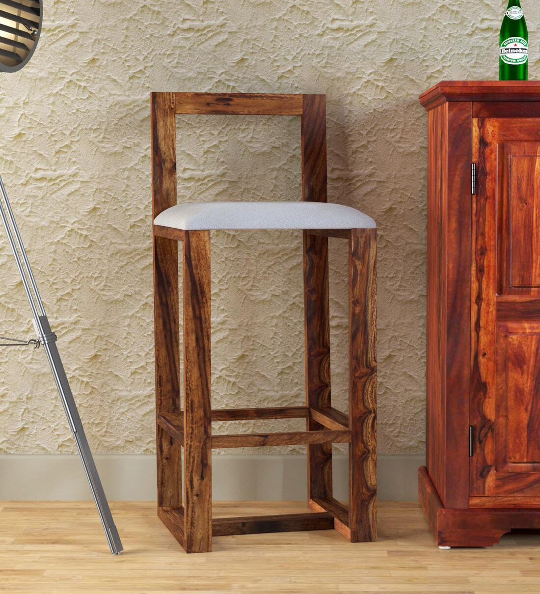 Buy Avian Sheesham Wood Bar Stool In Provincial Teak Finish Online