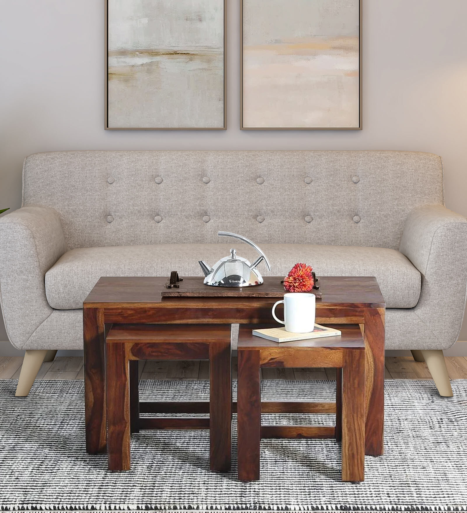 Buy Avian Sheesham Wood Nesting Coffee Table Set in Provincial Teak