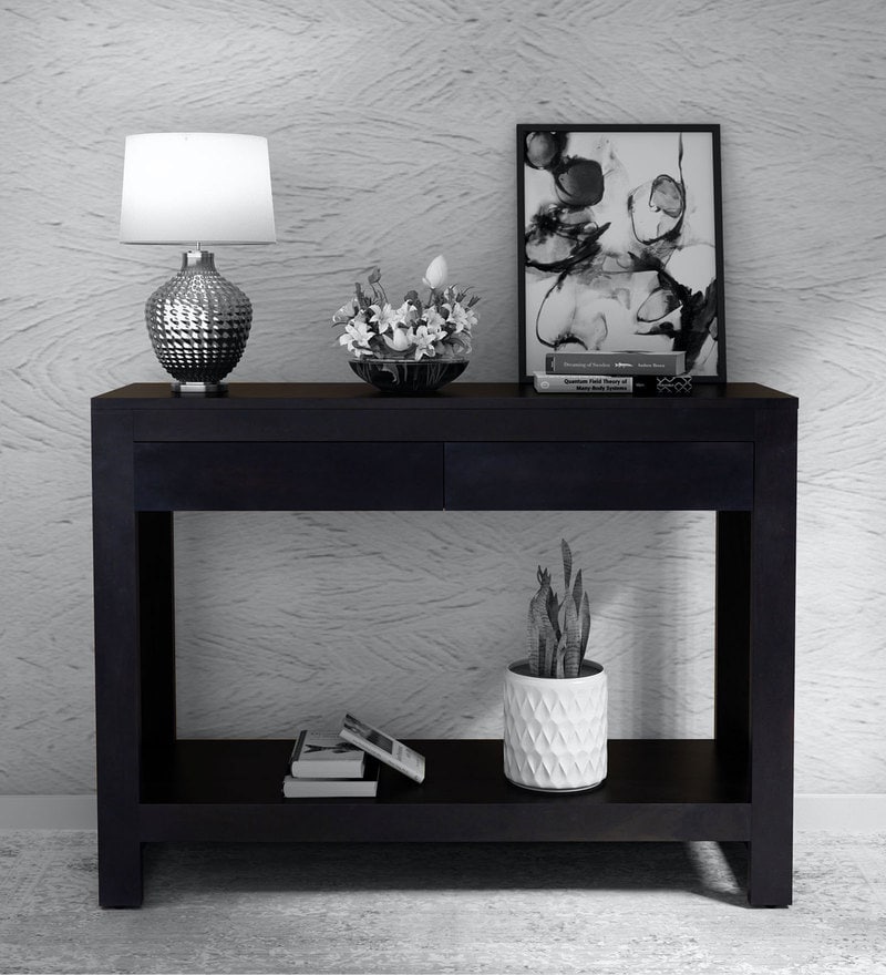 Modern Rustic Console Table Black Espresso – Vinna Home