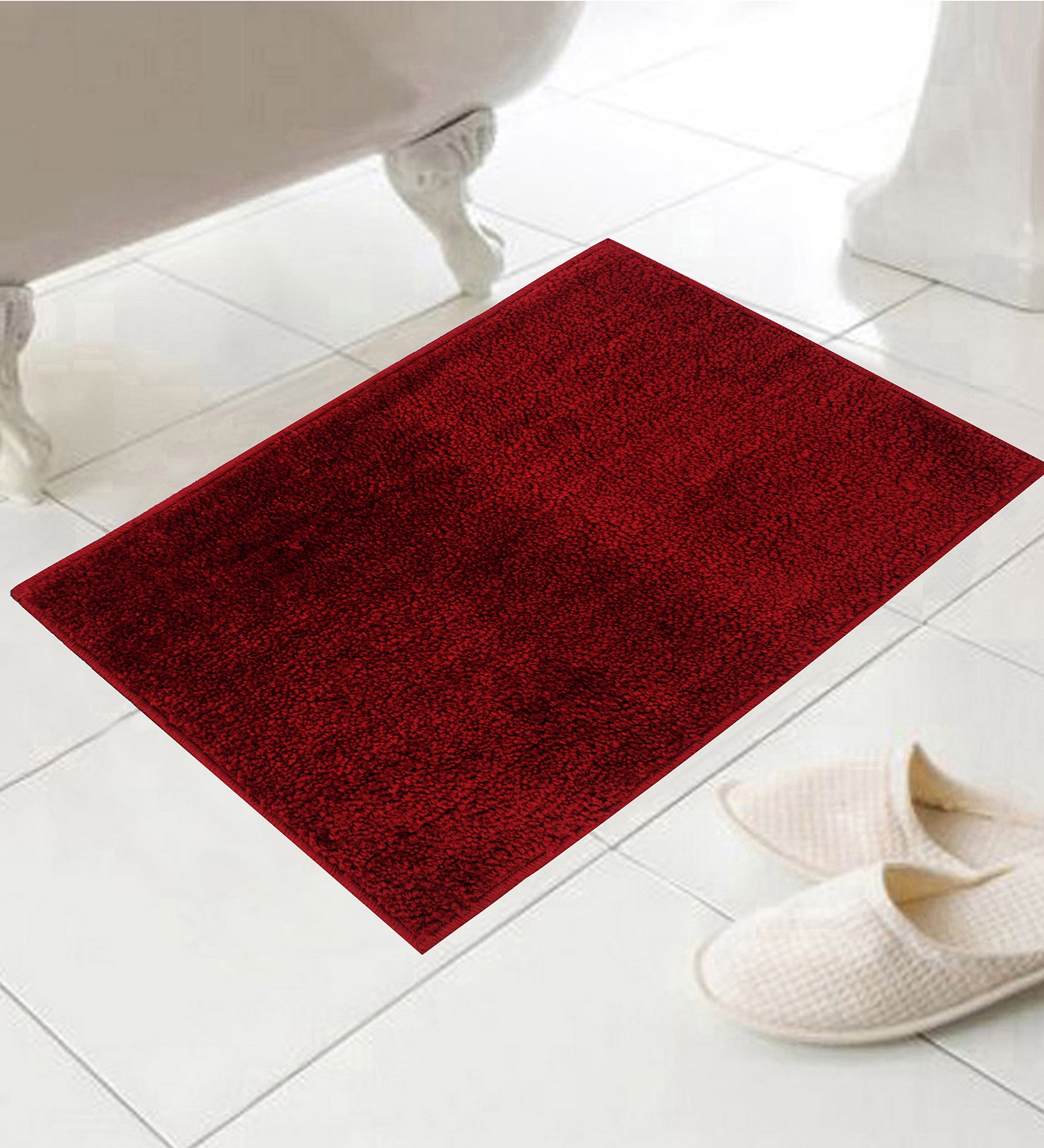 Buy Voguish Red Cotton 24 x 16 Inch Bath Mat - Set of 5 by Azaani ...