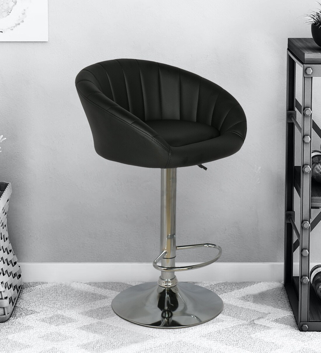Buy Bar Stool with Foot Rest in Black Colour at 13 OFF by Creative
