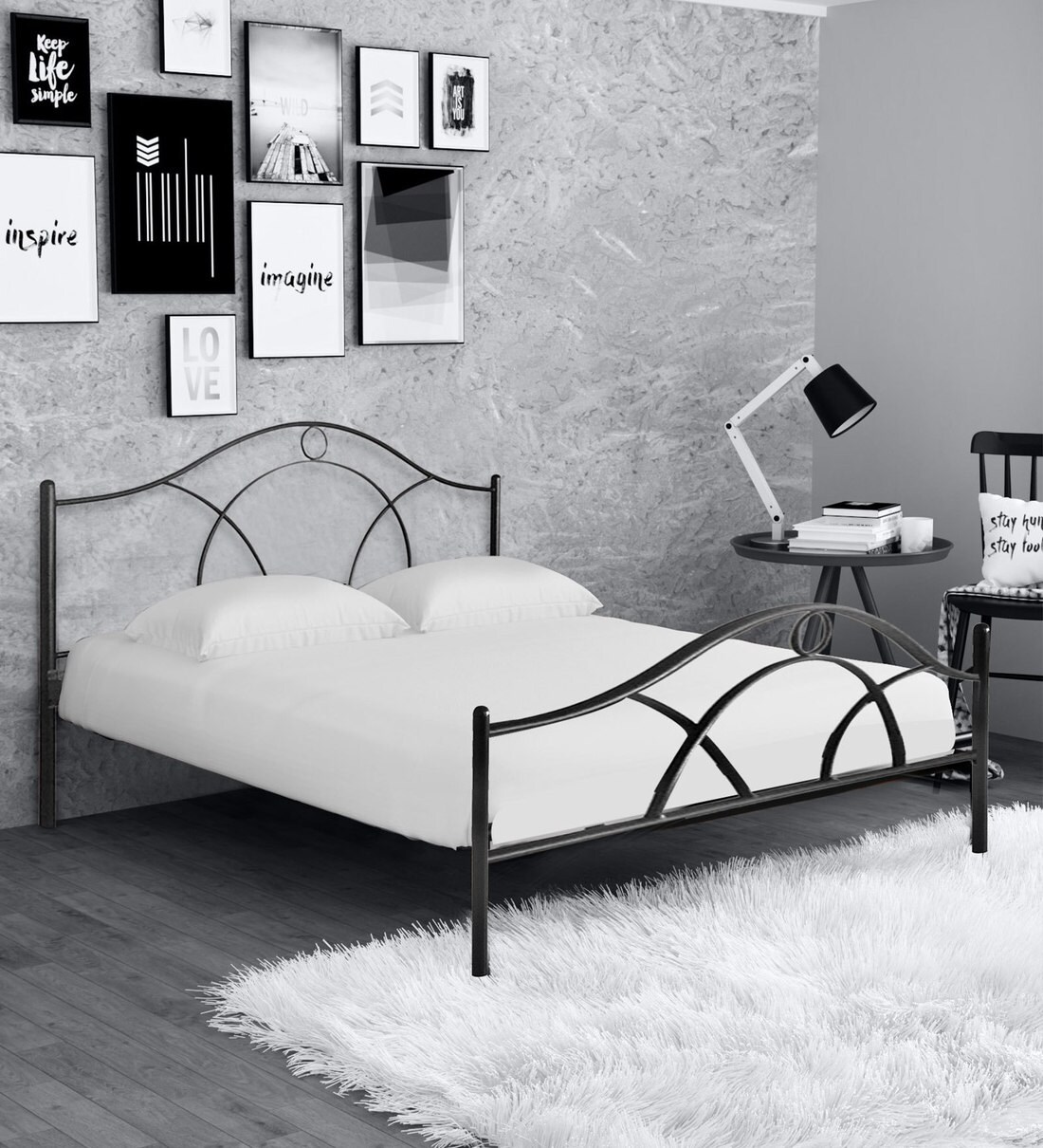 Buy Metallika Bari King Size Bed in Black Finish at 31 OFF by
