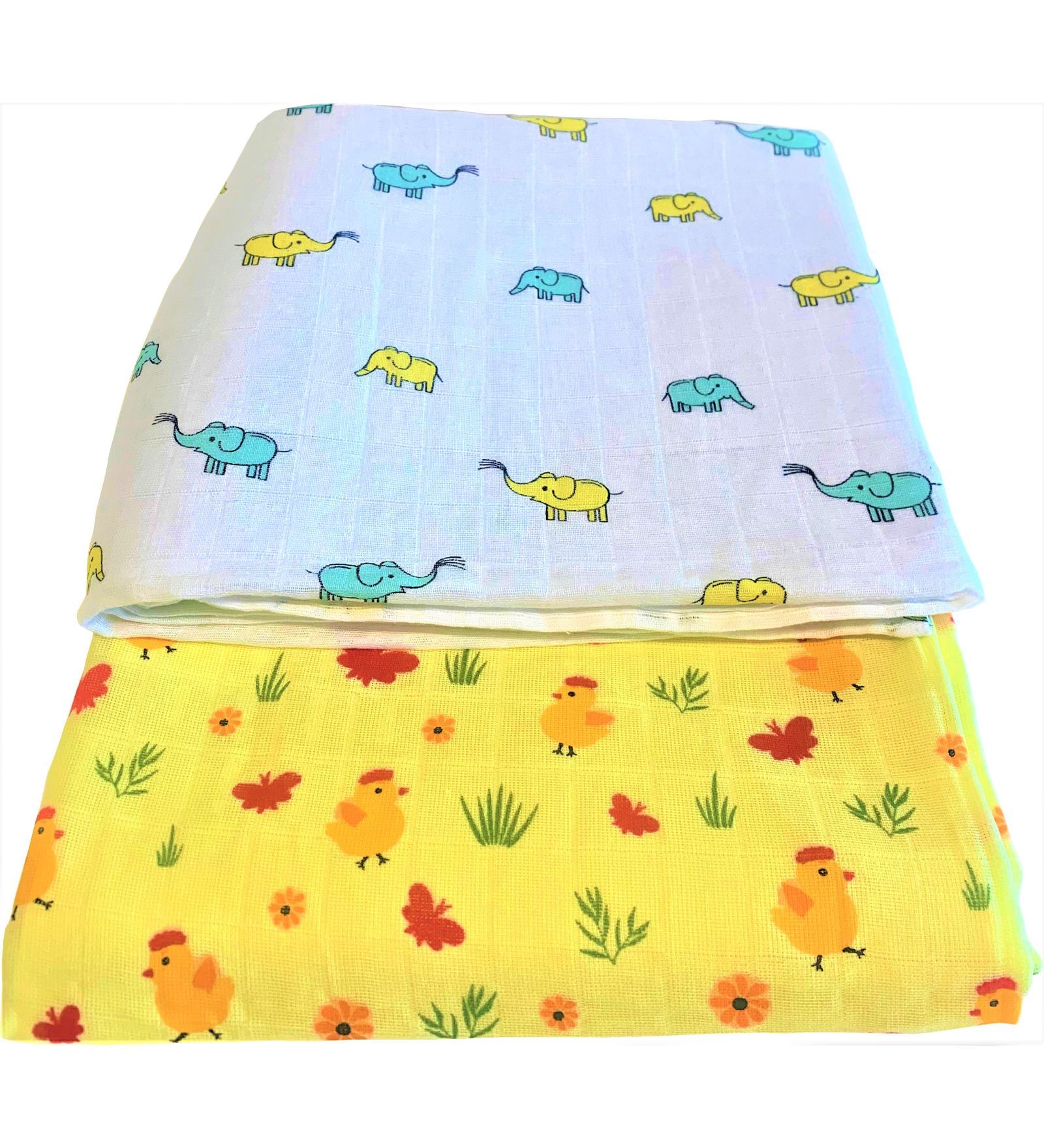 Buy Baby Elephant and Chick Swaddle (Set of 2) in Multicolour by Plush