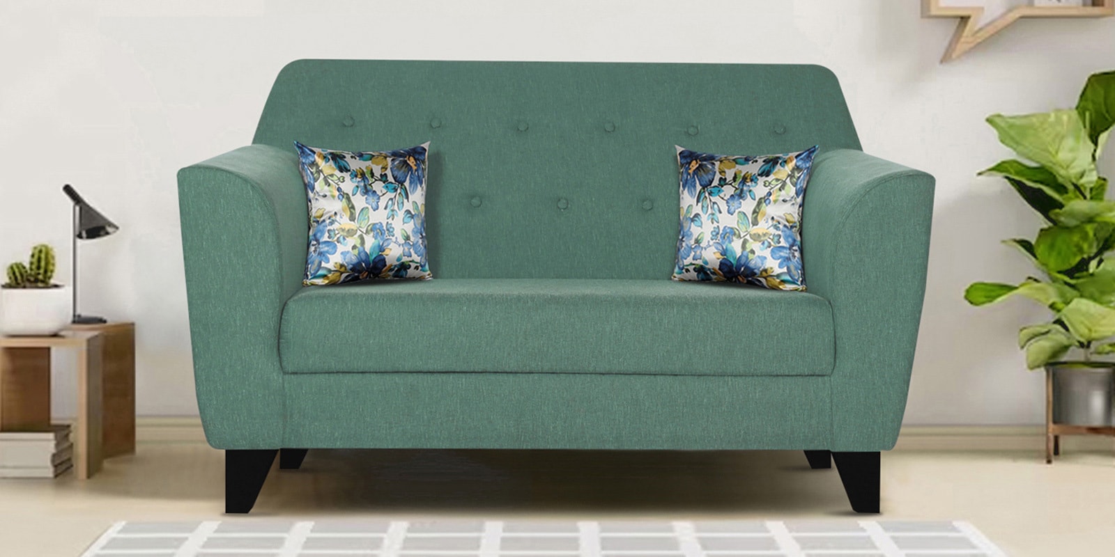 Buy Bali Fabric 2 Seater Sofa In Imperal Green Colour At 64% OFF By ...