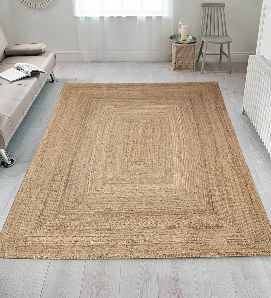 Buy Beige Solid Jute 8 ft x 10 ft Hand Woven Carpet by MRIC Online - 8 ...