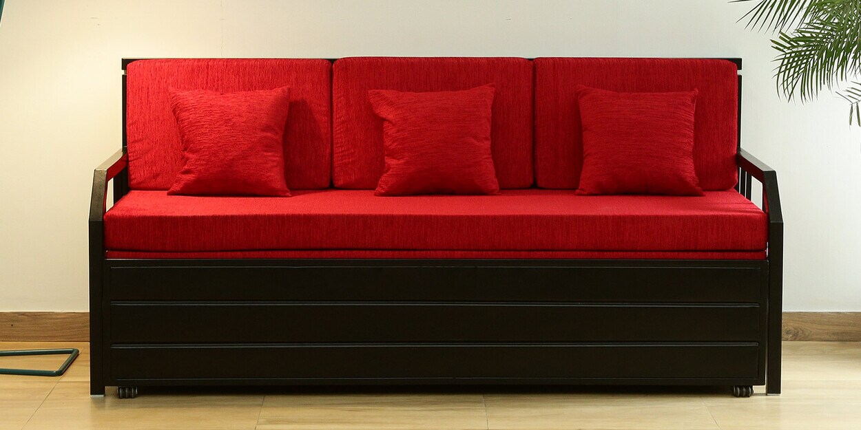 Buy Belinda Metal Queen Size Sofa Cum Bed With Hydraulic Storage In