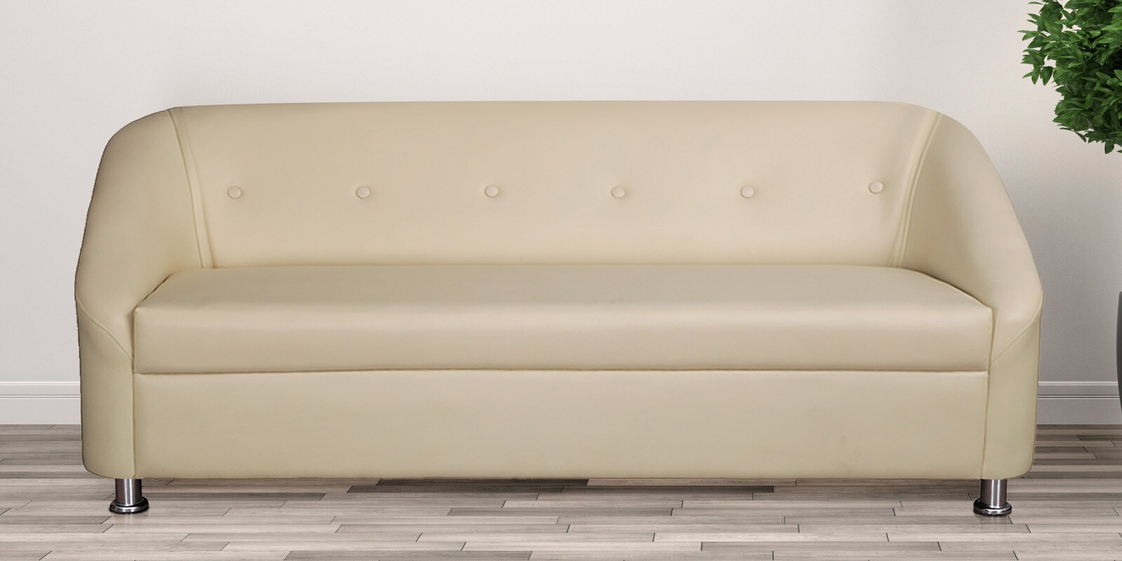 Buy Belfast Three Seater Sofa in Ivory Leatherette by HomeTown Online